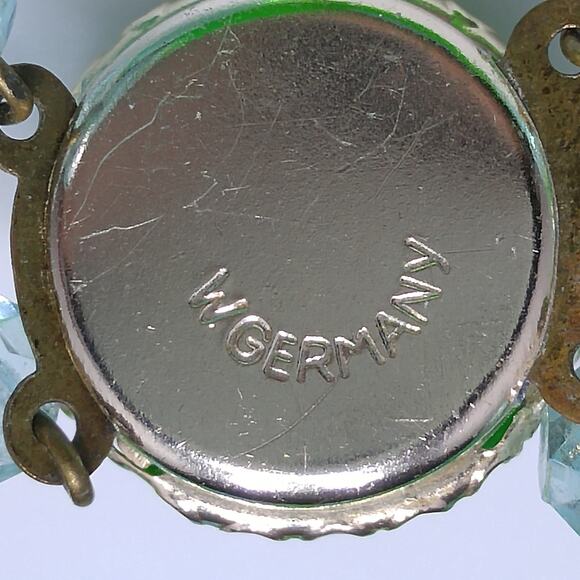 West Germany Green Blue Thermoset Bead Necklace, Two Strands, 1950s Vintage - Picture 5 of 10